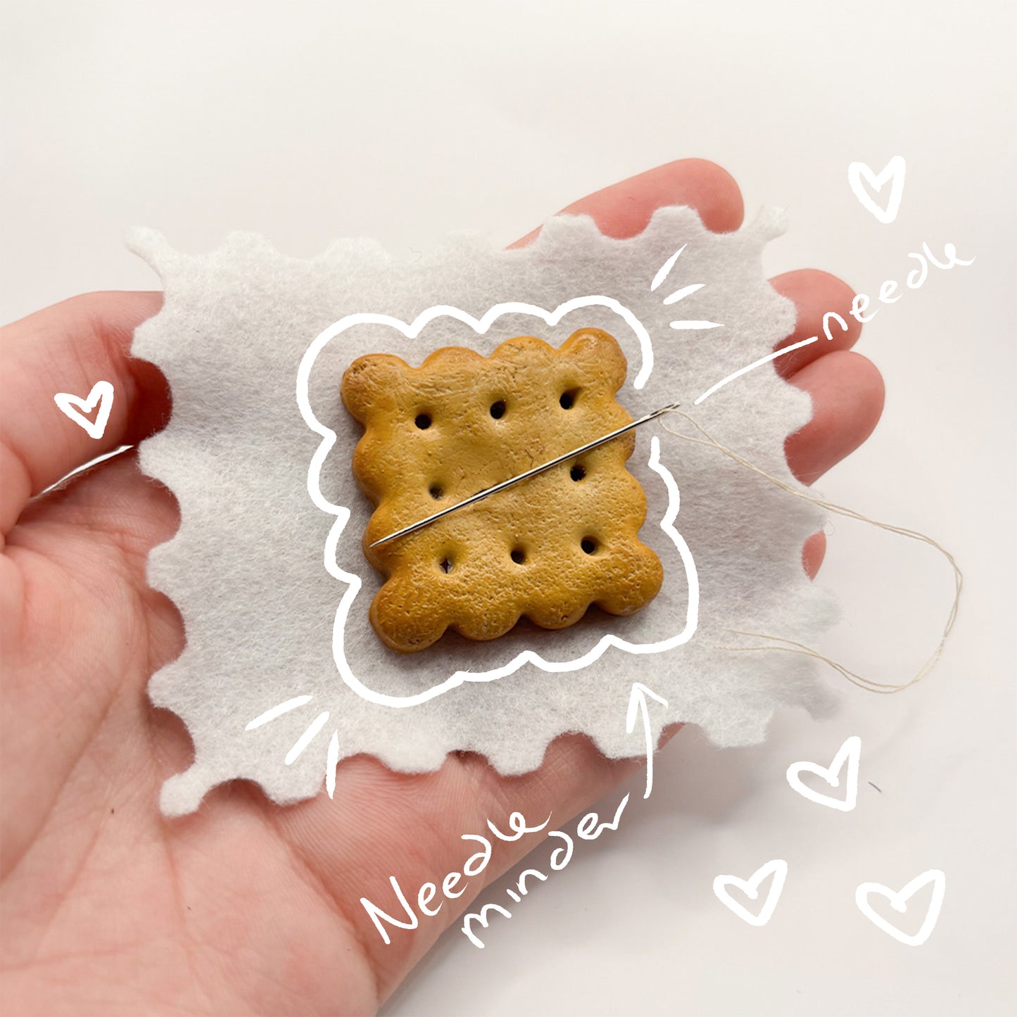 Handmade Clay Needle Minder - Cracker Shape