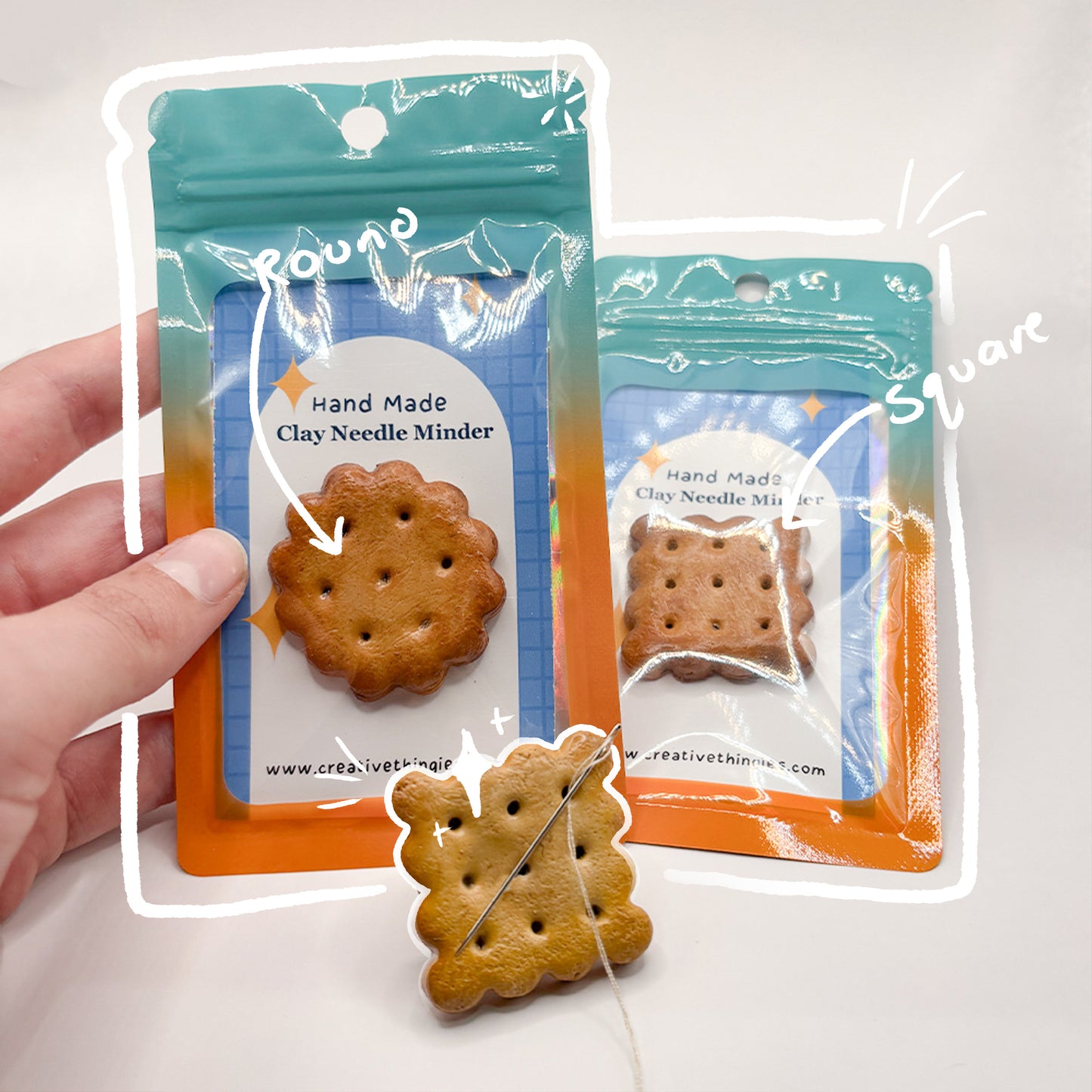 Handmade Clay Needle Minder - Cracker Shape